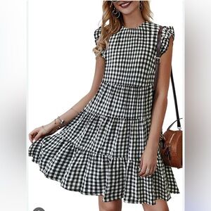 Kirundo Black and White Checkered Dress